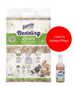 Bunny® NATURE Einstreu Bedding Linum, 35 L + GRATIS Gehege-Pflege Alles Klärchen, 100 Ml