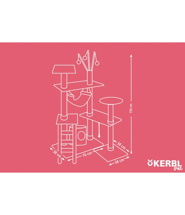 KERBL Kratzbaum Creativ Adventure, Beige, Ca. B140/H150/T50 Cm 9 KERBL Kratzbaum Creativ Adventure, Beige, Ca. B140/H150/T50 Cm – Bild 7