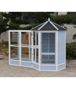 Dehner Vogelvolieren-Set Santorini, Mit Freigehege, Weiß/blau, Ca. B236,4/H180/T132 Cm -KERBL Store 6640585 6941041 6941058 WE MO 002 MQVHSantoriniGehege