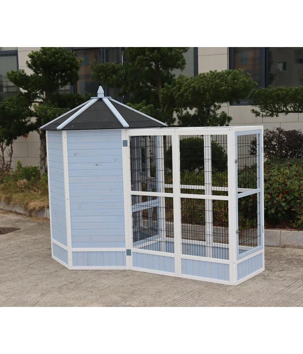 Dehner Vogelgehege Santorini, Weiß/blau, Ca. B116,4/H136/T60 Cm 7 Dehner Vogelgehege Santorini, Weiß/blau, Ca. B116,4/H136/T60 Cm – Bild 5