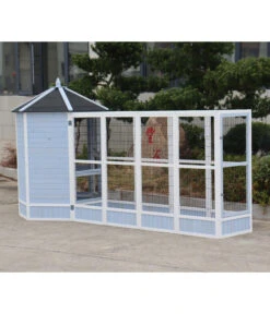 Dehner Vogelvolieren-Set Santorini, Mit Freigehege, Weiß/blau, Ca. B236,4/H180/T132 Cm -KERBL Store 6640585 6941041 6941058 WE MO 005 MQVHSantoriniGehege