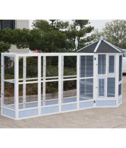 Dehner Vogelvolieren-Set Santorini, Mit Freigehege, Weiß/blau, Ca. B236,4/H180/T132 Cm -KERBL Store 6640585 6941041 6941058 WE MO 006 MQVHSantoriniGehege