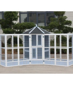 Dehner Vogelvolieren-Set Santorini, Mit Freigehege, Weiß/blau, Ca. B236,4/H180/T132 Cm -KERBL Store 6640585 6941041 6941058 WE MO 007 MQVHSantoriniGehege