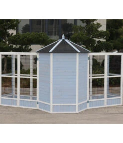 Dehner Vogelvolieren-Set Santorini, Mit Freigehege, Weiß/blau, Ca. B236,4/H180/T132 Cm -KERBL Store 6640585 6941041 6941058 WE MO 008 MQVHSantoriniGehege