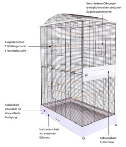 Skyline Vogelkäfig Loretto XXL, Ca. B118/H175/T75 Cm -KERBL Store 6650121 WE IG 003 SkyVHLorettoXXLSchwarzWeiss