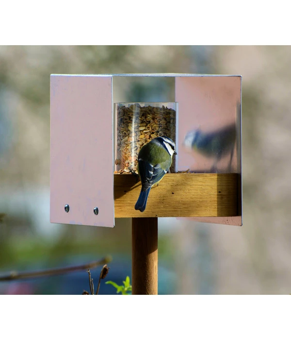 LUXUS-VOGELHAUS Futterhaus Bauhaus II, Braun/silber, Ca. B15/H16/T15 Cm 6 LUXUS-VOGELHAUS Futterhaus Bauhaus II, Braun/silber, Ca. B15/H16/T15 Cm – Bild 4
