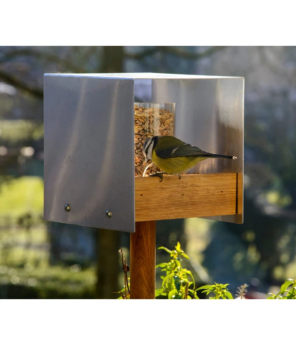 LUXUS-VOGELHAUS Futterhaus Bauhaus II, Braun/silber, Ca. B15/H16/T15 Cm 8 LUXUS-VOGELHAUS Futterhaus Bauhaus II, Braun/silber, Ca. B15/H16/T15 Cm – Bild 6