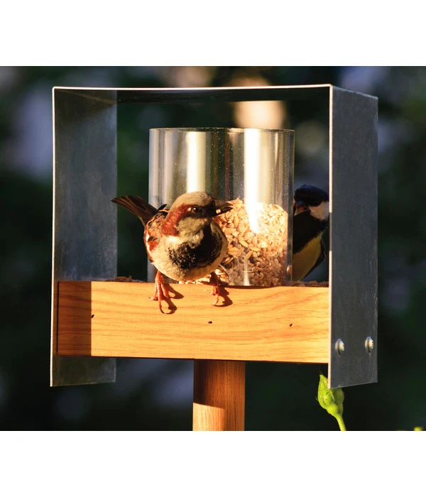 LUXUS-VOGELHAUS Futterhaus Bauhaus II, Braun/silber, Ca. B15/H16/T15 Cm 10 LUXUS-VOGELHAUS Futterhaus Bauhaus II, Braun/silber, Ca. B15/H16/T15 Cm – Bild 8