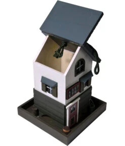 Dobar® Wildlife Vogelhaus School, Kiefer, Schwarz/weiß, Ca. B18/H23/T18 Cm -KERBL Store 6689574 WE DE 003 DobarWVWesternVogelhausSchool