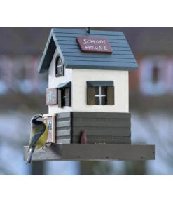 Dobar® Wildlife Vogelhaus School, Kiefer, Schwarz/weiß, Ca. B18/H23/T18 Cm -KERBL Store 6689574 WE MO 002 DobarWVWesternVogelhausSchool