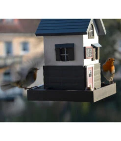 Dobar® Wildlife Vogelhaus School, Kiefer, Schwarz/weiß, Ca. B18/H23/T18 Cm -KERBL Store 6689574 WE MO 003 DobarWVWesternVogelhausSchool