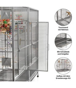 Montana Vogelvoliere Anbausatz Für Arkansas -KERBL Store 6811475 WE DE 003 NEU PPArkansasAnbauKitHellgrauHoehe194cm