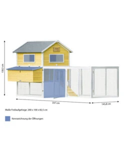 Dehner Hühnerstall Happy Farm Miami, Gelb, Ca. B337/H158,5/T145,8 Cm -KERBL Store 6897169 WE BG 001 DehnerMarkenqualitaetHuehnerstallMiami