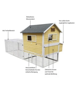 Dehner Hühnerstall Happy Farm Miami, Gelb, Ca. B337/H158,5/T145,8 Cm -KERBL Store 6897169 WE IG 001 DehnerMarkenqualitaetHuehnerstallMiami
