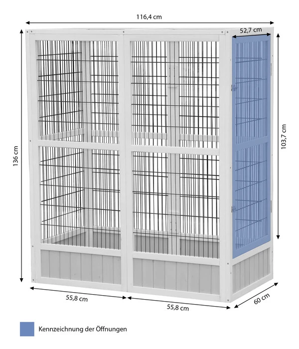 Dehner Vogelgehege Santorini, Weiß/blau, Ca. B116,4/H136/T60 Cm 13 Dehner Vogelgehege Santorini, Weiß/blau, Ca. B116,4/H136/T60 Cm – Bild 11