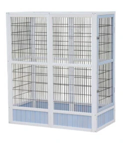 Dehner Vogelvolieren-Set Santorini, Mit Freigehege, Weiß/blau, Ca. B236,4/H180/T132 Cm -KERBL Store 6941041 6941058 WE FS 001 MQVogelGehegeSantoriniHellblauWeiss