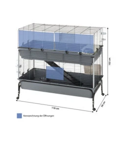 Ferplast Nagerheim Rabbit 120 Double, Grau, Ca. B118/H117/T58 Cm -KERBL Store 6953160 WE BG 001 FerplastNagerKRabbit120DoubleM