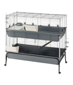 Ferplast Nagerheim Rabbit 120 Double, Grau, Ca. B118/H117/T58 Cm -KERBL Store 6953160 WE DE 003 FerplastNagerKRabbit120DoubleM