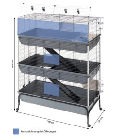 Ferplast Nagerheim Rabbit 120 Tris, Grau, Ca. B118/H166/T58 Cm -KERBL Store 6953178 WE BG 001 FerplastNagerKRabbit120TrisM