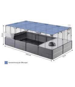 Ferplast Nagerheim Multipla Maxi, Schwarz, Ca. B142/H50/T72 Cm -KERBL Store 6953244 WE BG 001 FerplastNagerKMultiplaMaxiSchwarz