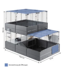 Ferplast Nagerheim Multipla Double, Schwarz, Ca. B107/H96/T72 Cm -KERBL Store 6953251 WE BG 001 FerplastNagerKMultiplaDoubleSchwarz